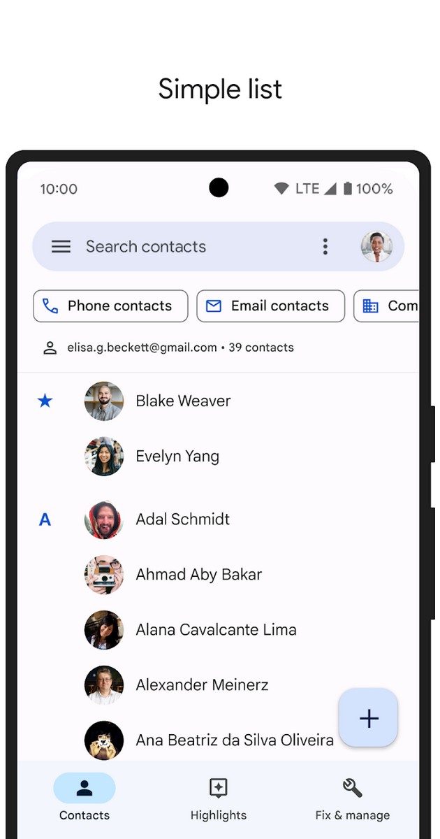 Contacts screenshot 1